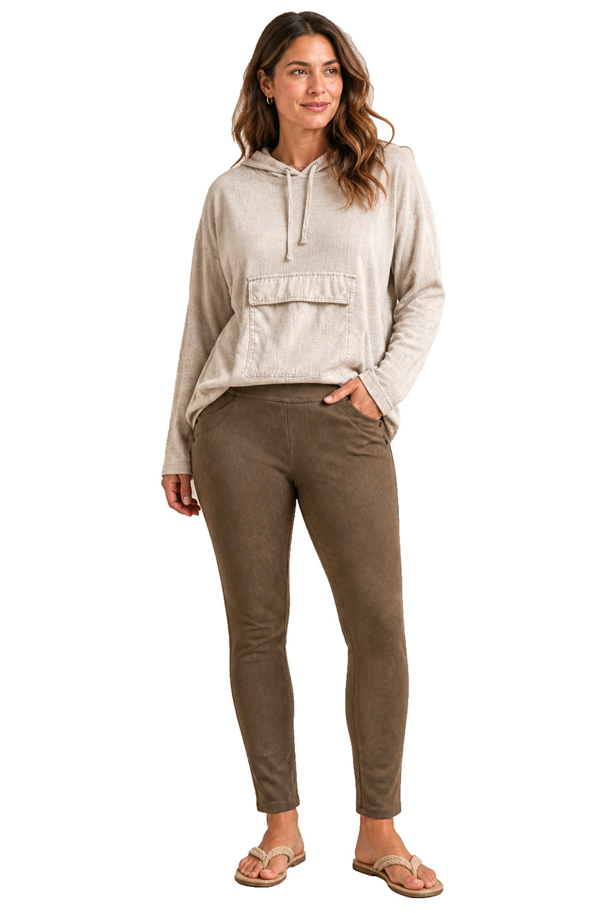 Sanctuary X Anthropologie Womens Sueded Brown Pull On Stretch Pants Skinny sz M